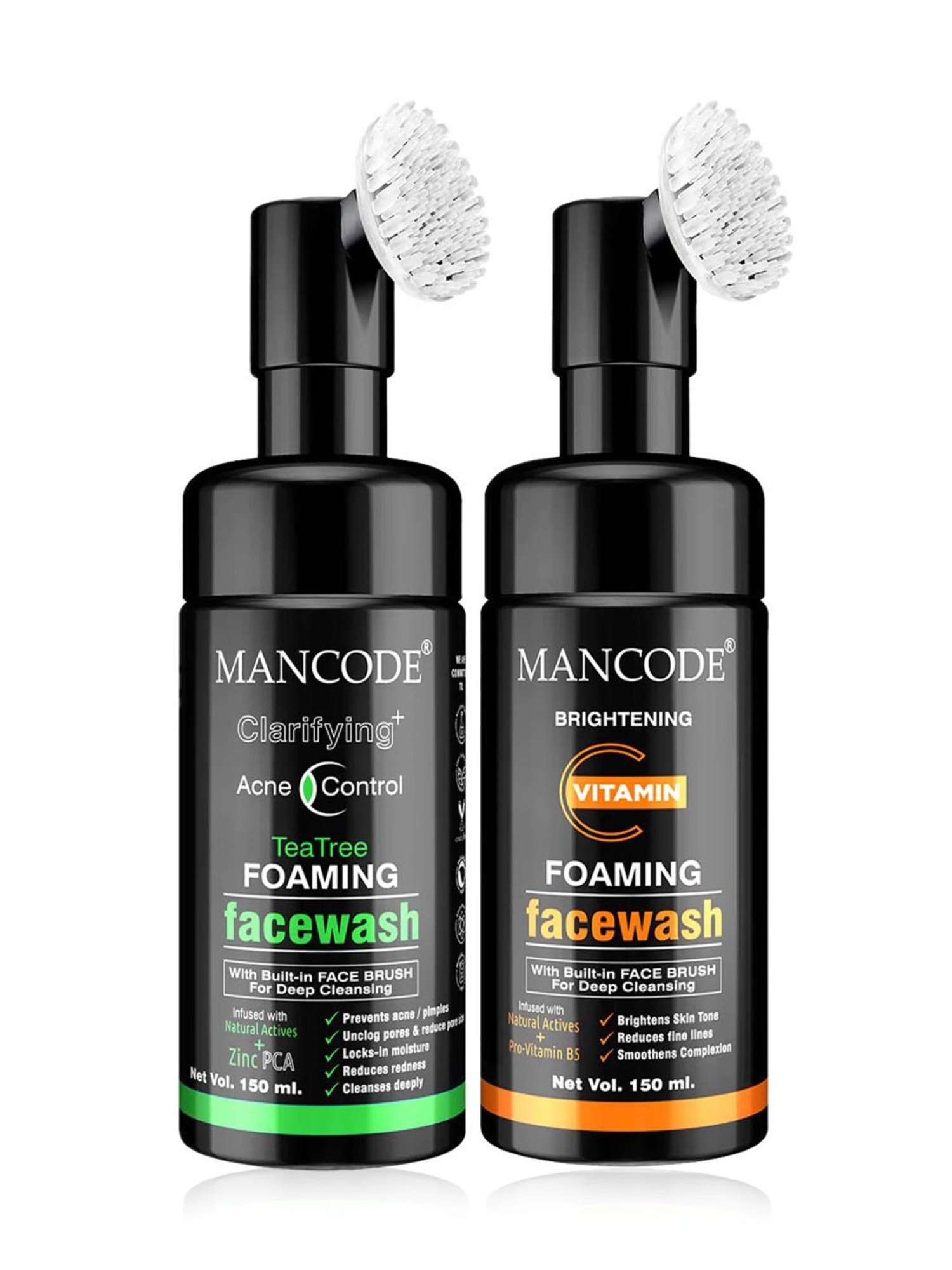 Mancode Detoxifying De Tan, Vitamin C & Acne Control Tea Tree Foaming Facewash (Pack of 3)