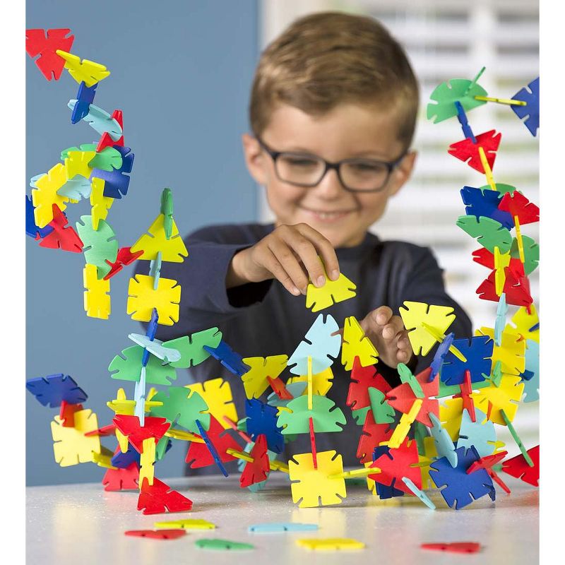 HearthSong - Geometric Connectagons Wooden Building Set for Kids, 240 Pieces