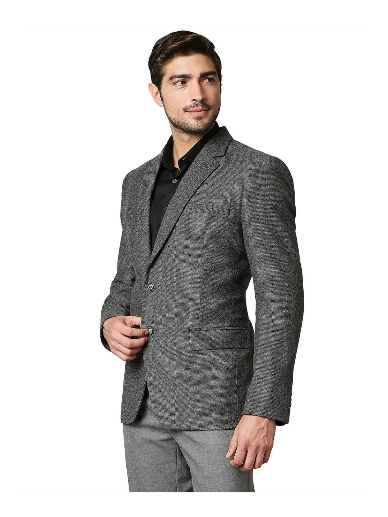 Raymond Dark Grey Textured Blazer
