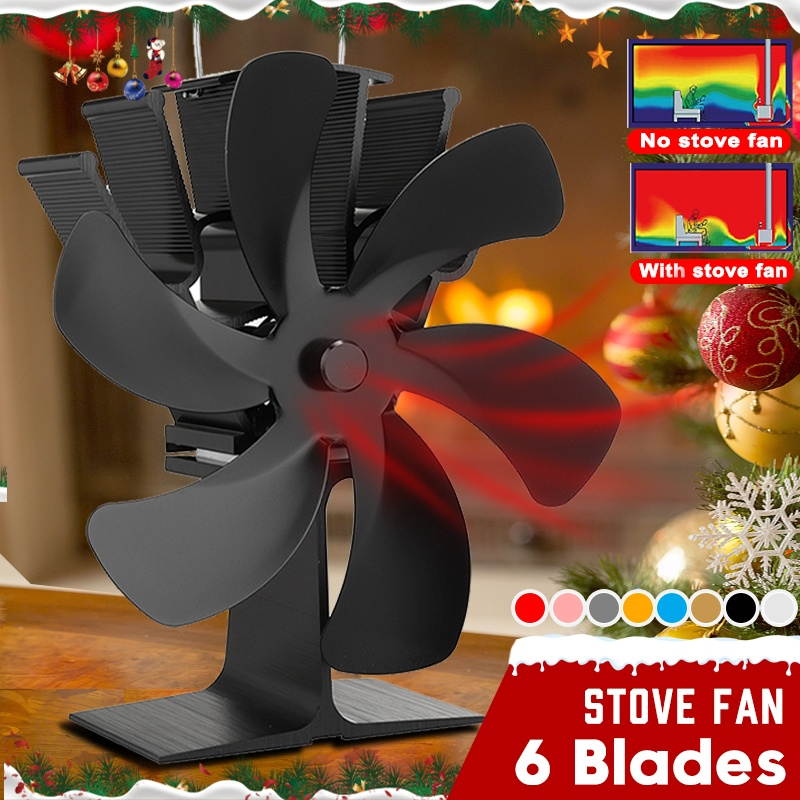 Automatically Heater Fan Faster Speed Self-Powered Quiet Stove Fan Winter Warmer-Dark Blue