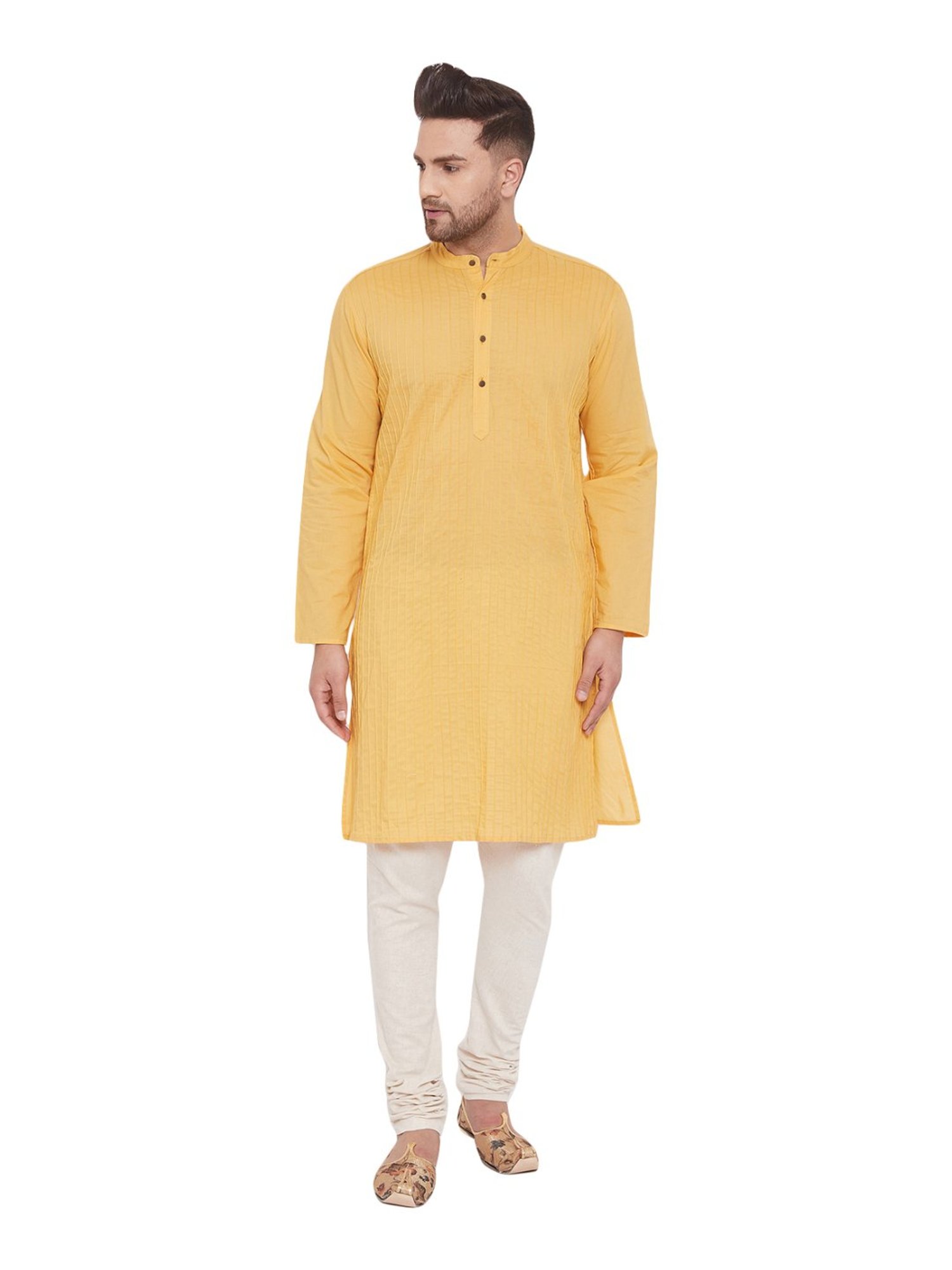 Even Yellow Cotton Regular Fit Kurta