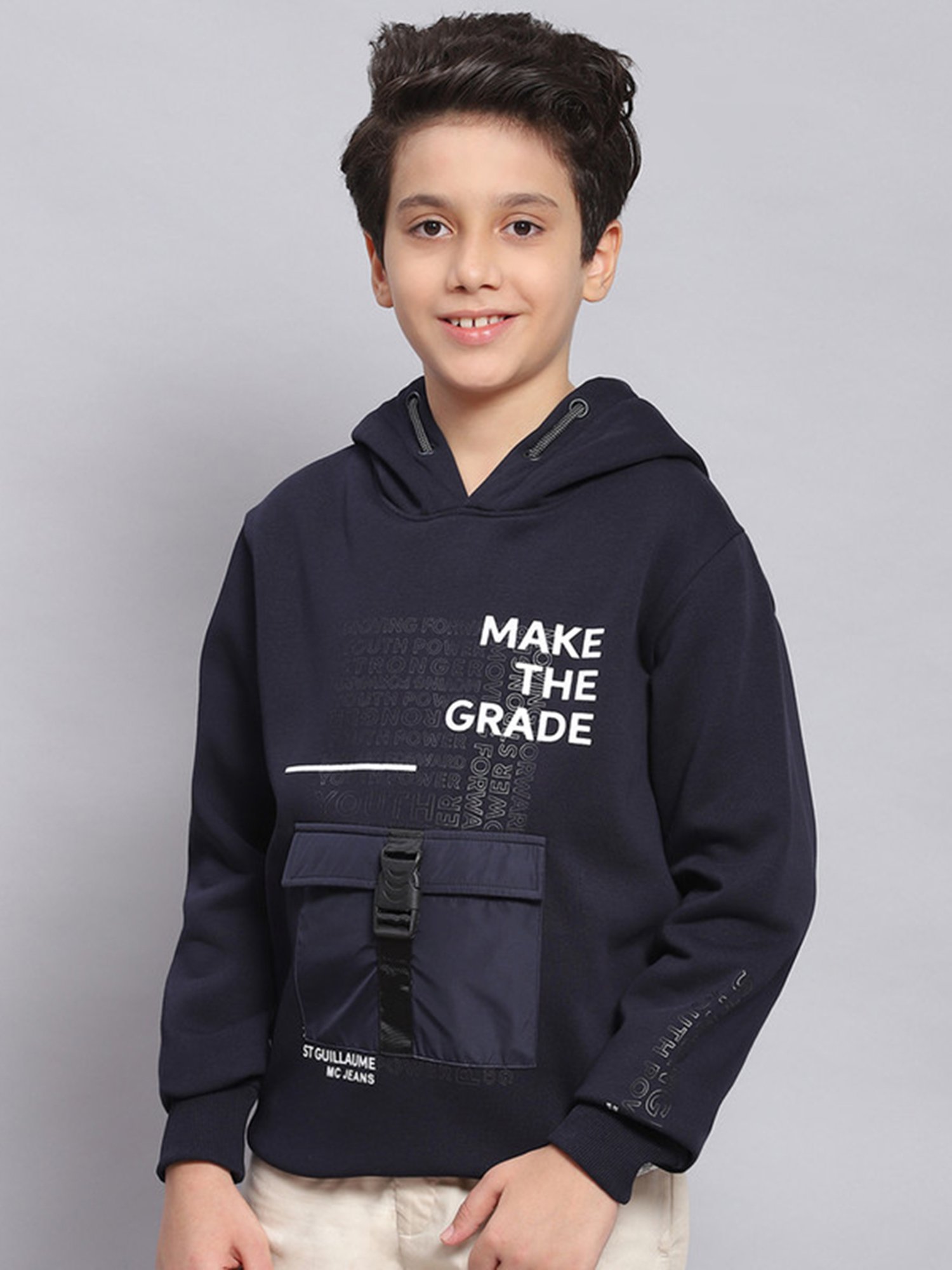 Monte Carlo Kids Navy Printed Full Sleeves Sweatshirt