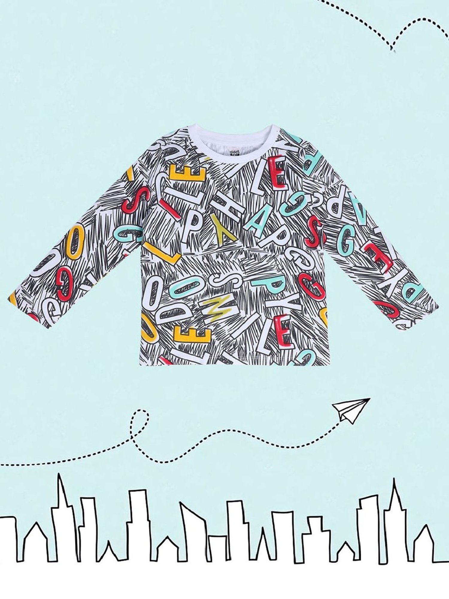 MINIKLUB Kids Black Printed Full Sleeves T-Shirt