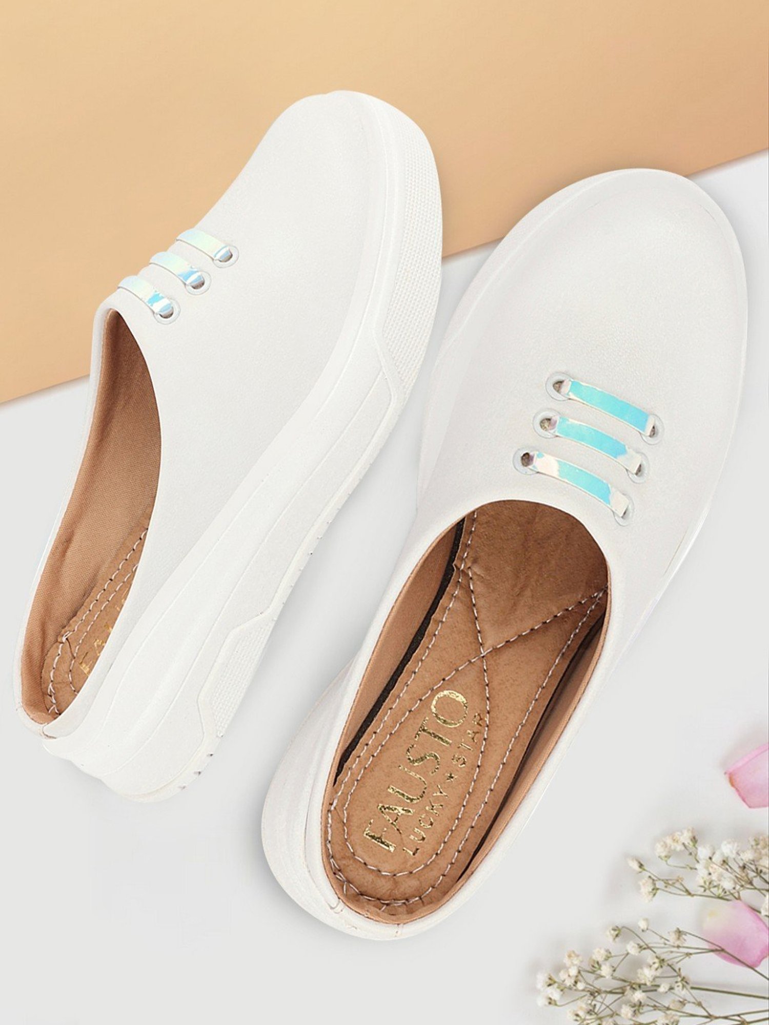 Fausto Women's White Mule Shoes