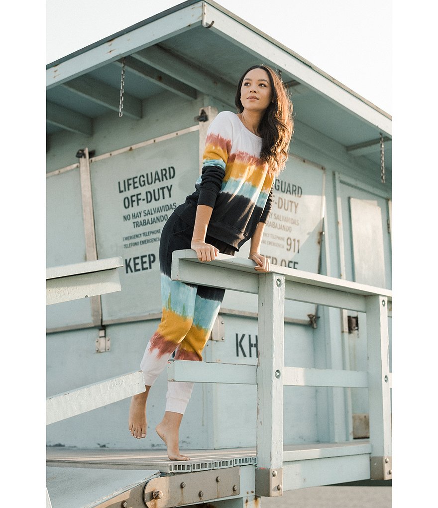 JALA Rainbow Tie-Dye Chill Pullover French Terry Coordinating Lounge Top
