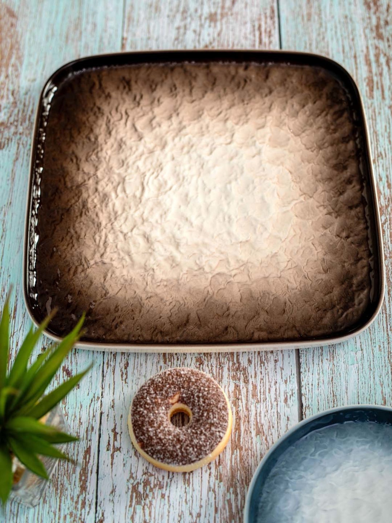 White Gold White & Brown Porcelain Square Snack Platter