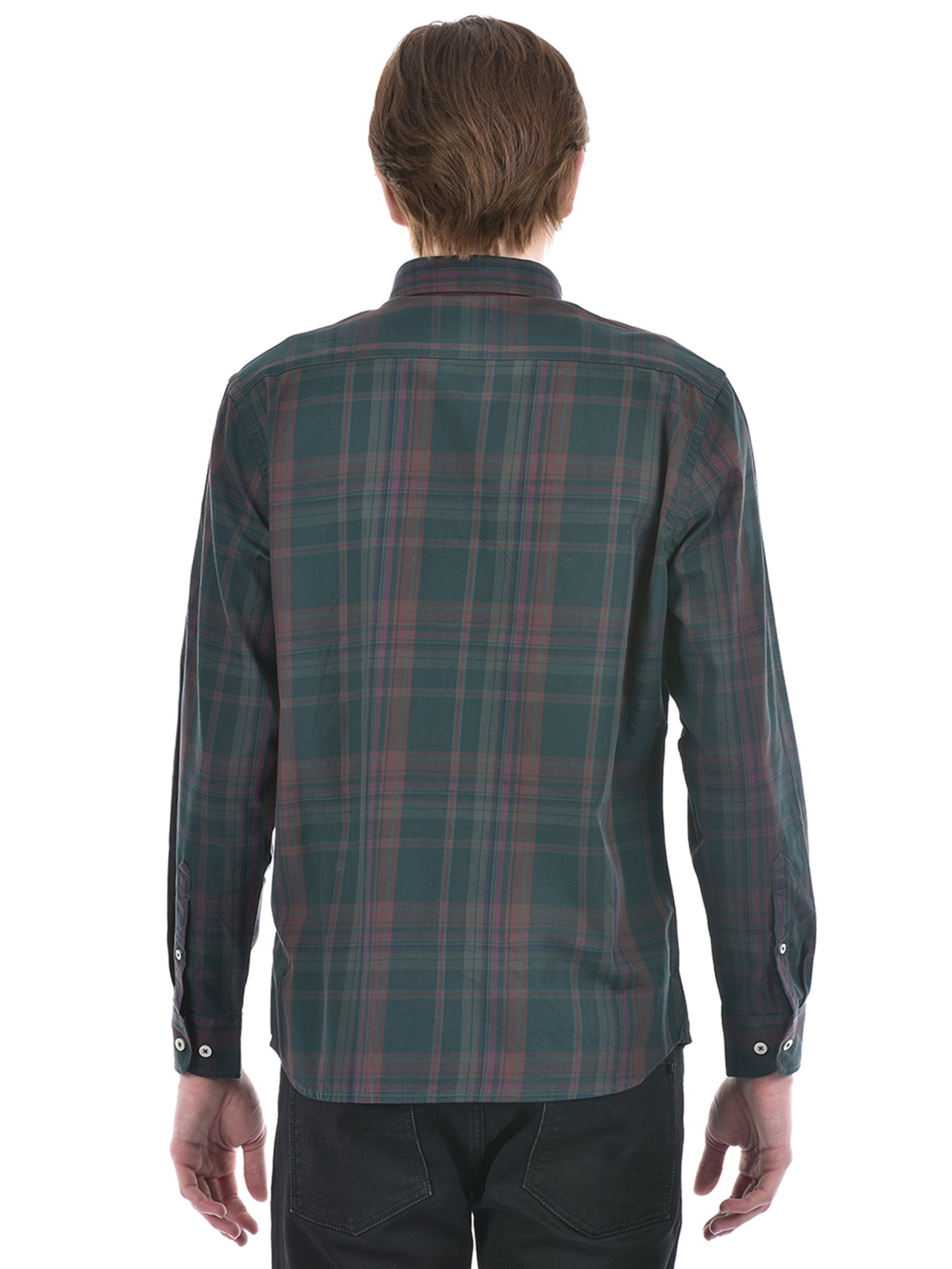 London Fog Green Regular Fit Check Cotton Shirt