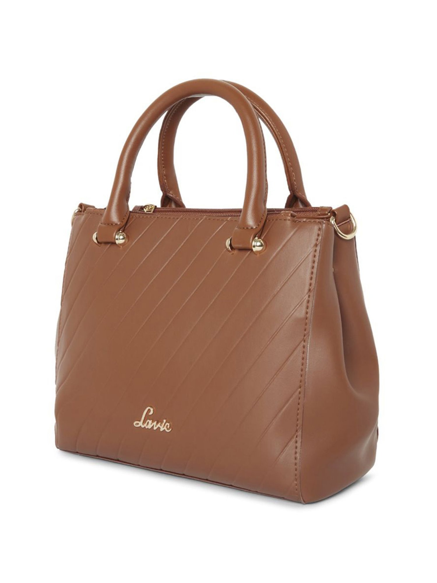 Lavie Embomnia Tan Synthetic Textured Handbag