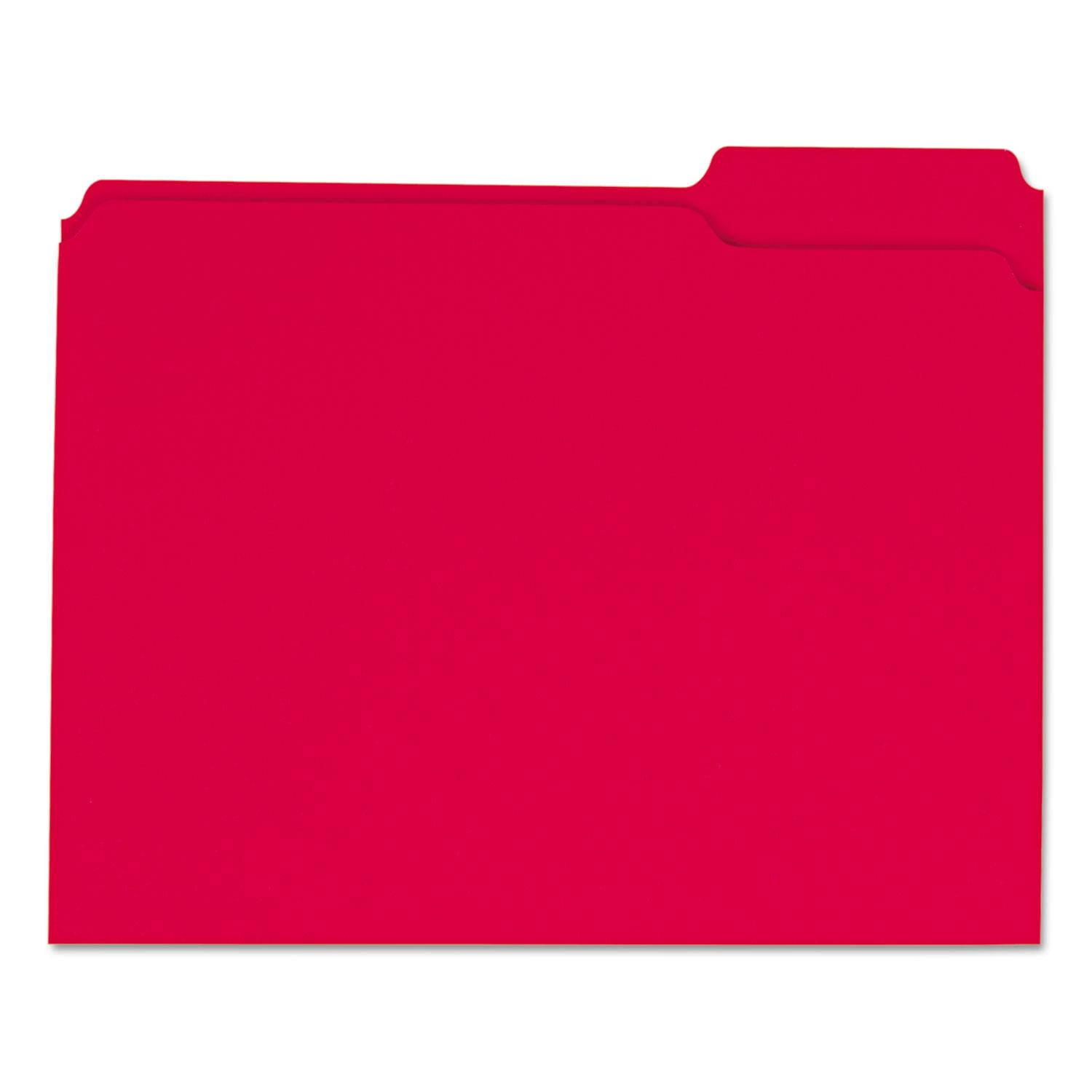 Colored File Folders, 1/3 Cut Assorted, Two-Ply Top Tab, Letter, Red, 100/box
