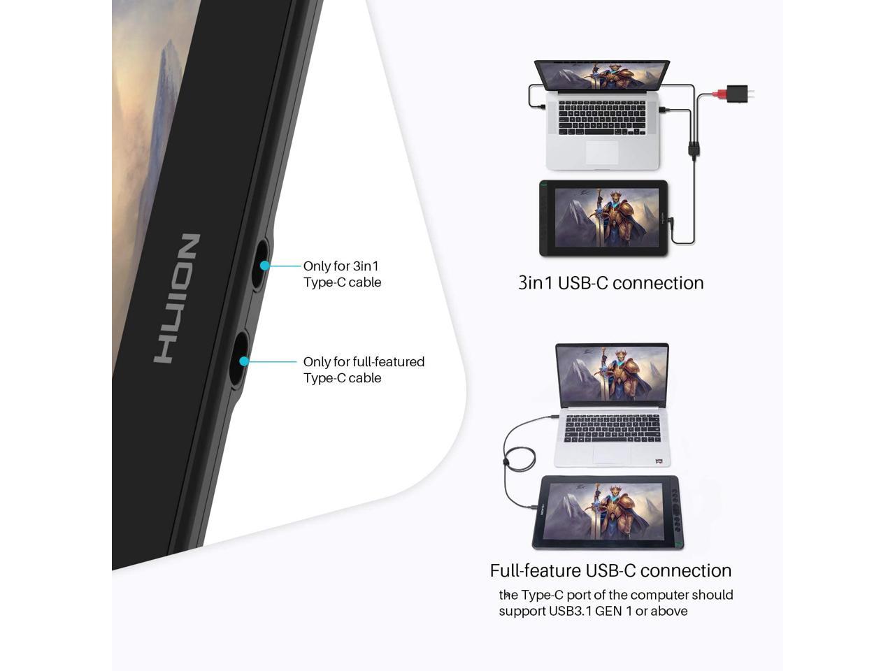 2020 HUION KAMVAS 13 Graphics Drawing Tablet with Full-Laminated Screen Android Support Battery-Free Sylus Tilt 8 Press Keys,13.3inch Pen Display,Black