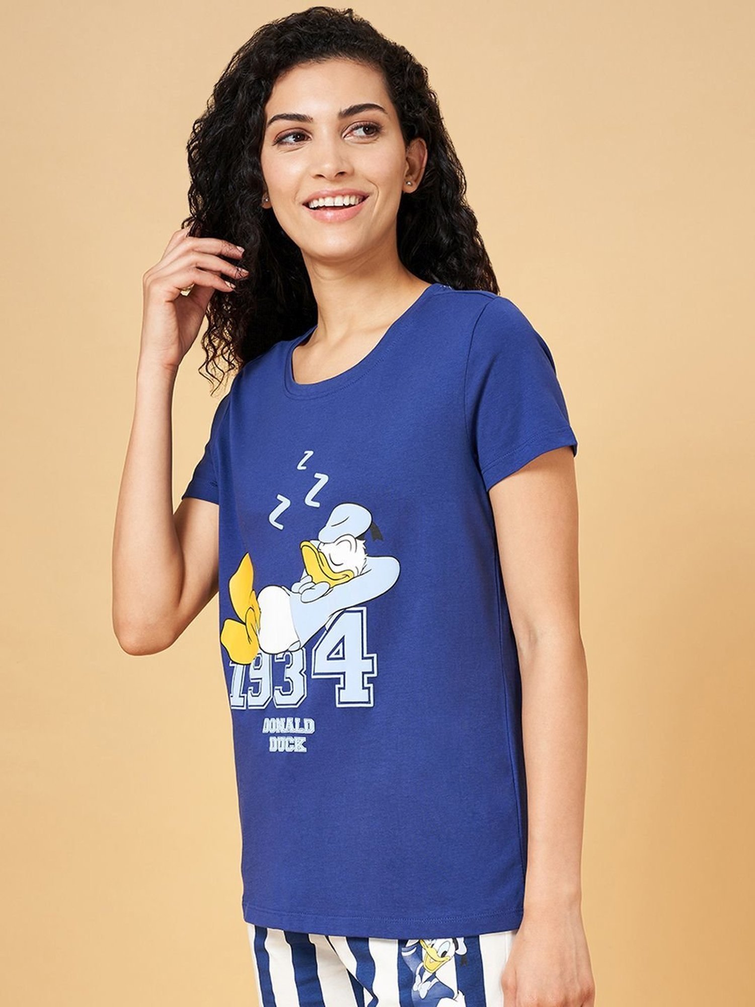Dreamz by Pantaloons Navy Cotton Graphic Print T-Shirt