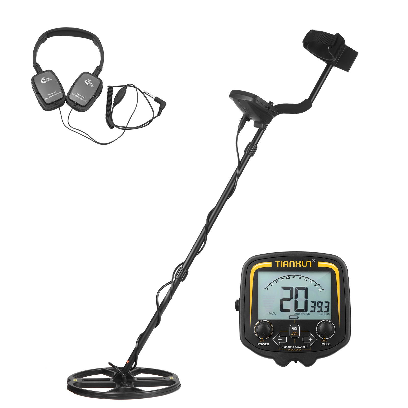 3.7-inch LCD Metal Detector High Sensitive Outdoor Underground Metal Finder Treasure Hunter Gold Prospector Gold Nugget Seeking Device with 12-inch Waterproof DD Search Coil DISC & All Metal Mode