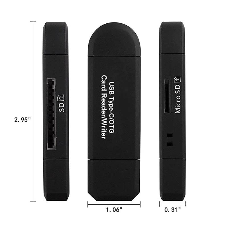 SD Card Reader/Writer 3.0 Memory Card Reader for Android Phone/PC/Laptop/Camera/Mac/Windows/Linux, with USB and Typc C Port
