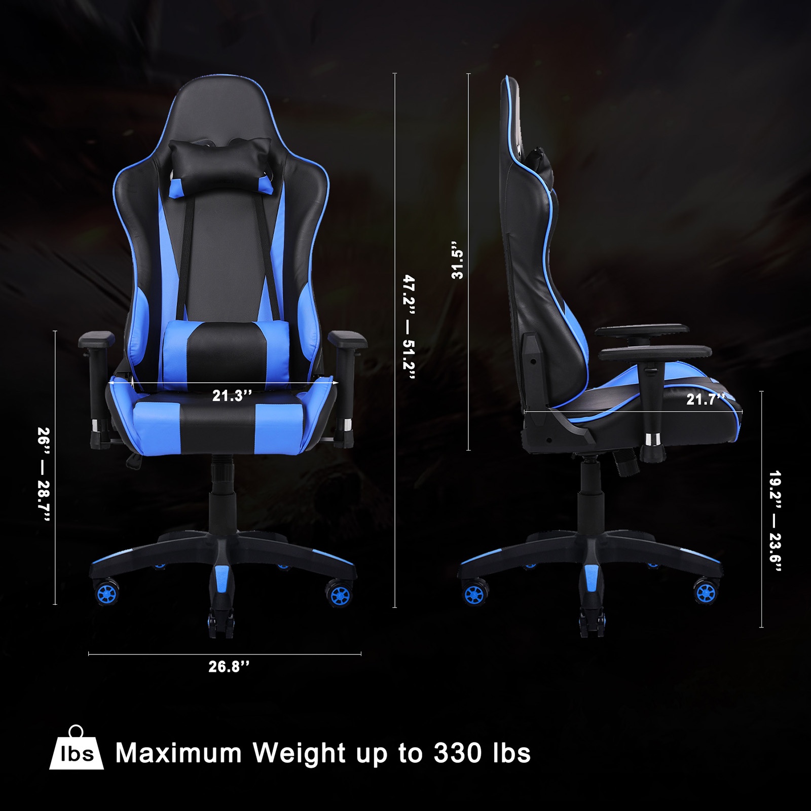 YOUTHUP Racing Style Gaming Chair Adjustable Ergonomic Computer Desk Chair,PU Leather Racing Reclining Swivel High Back Chair with Headrest and Lumbar Support,Pink