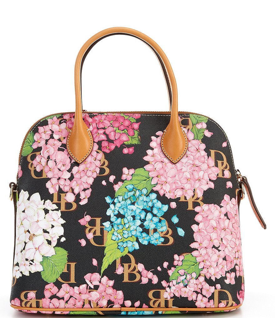 Dooney & Bourke Signature Hydrangea Monogram Collection Large Floral Domed Satchel Bag
