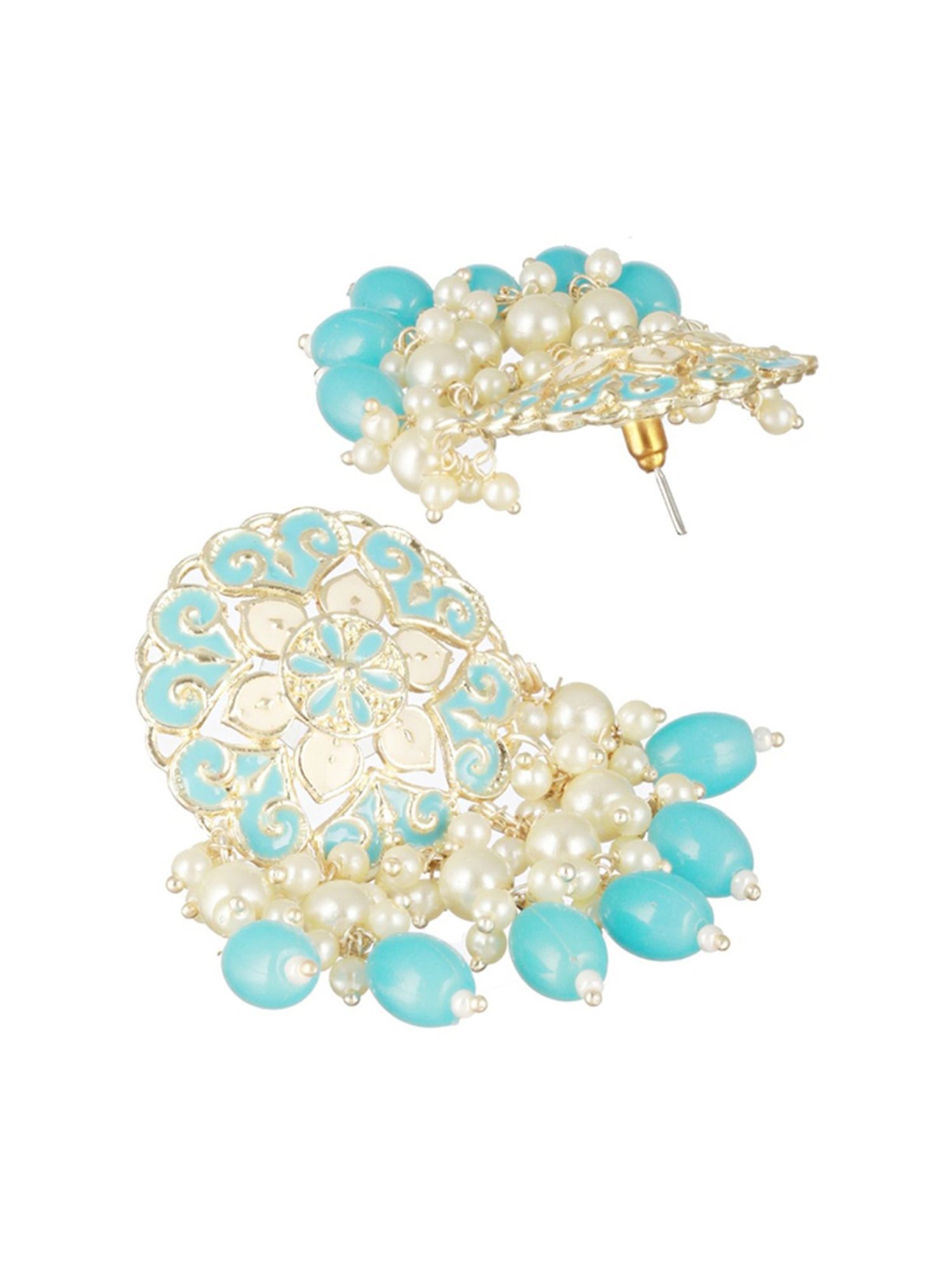 Aatmana Gold-Plated Contemporary Meenakari Drop Earrings for Women