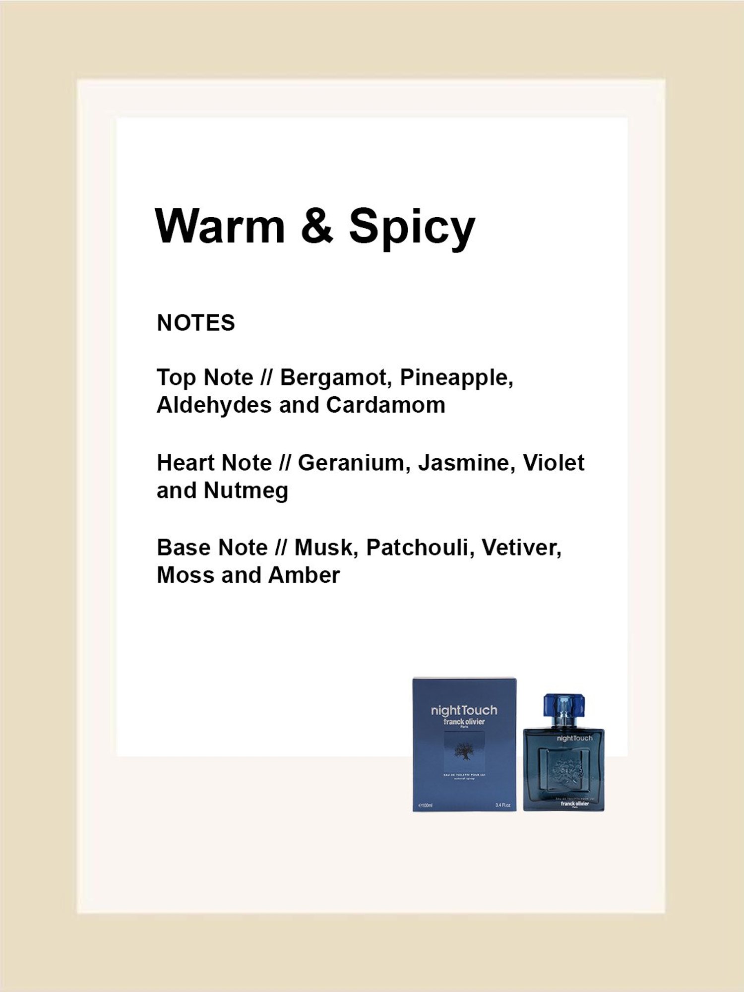 Franck Olivier Night Touch Eau de Toilette for Men - 100 ml