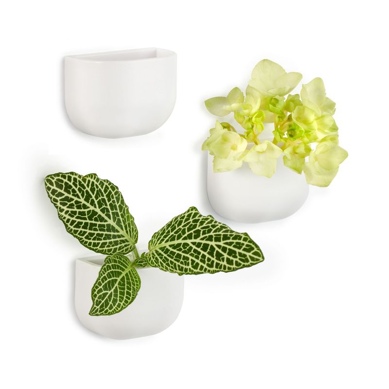 Design Ideas Set of 3 Magnetic Planters - Decorative Display for Indoor Plants - White, 1.6" x 0.9" x 1.2"