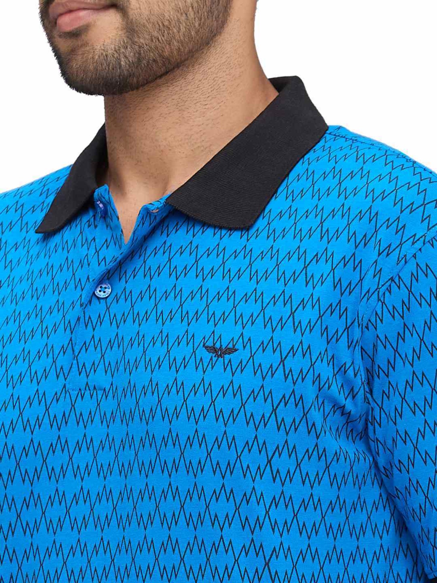 Park Avenue Blue Slim Fit Printed Polo T-Shirt