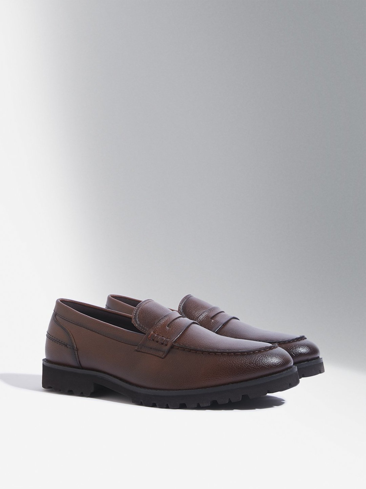 SOLEPLAY by Westside Dark Tan Penny Loafers