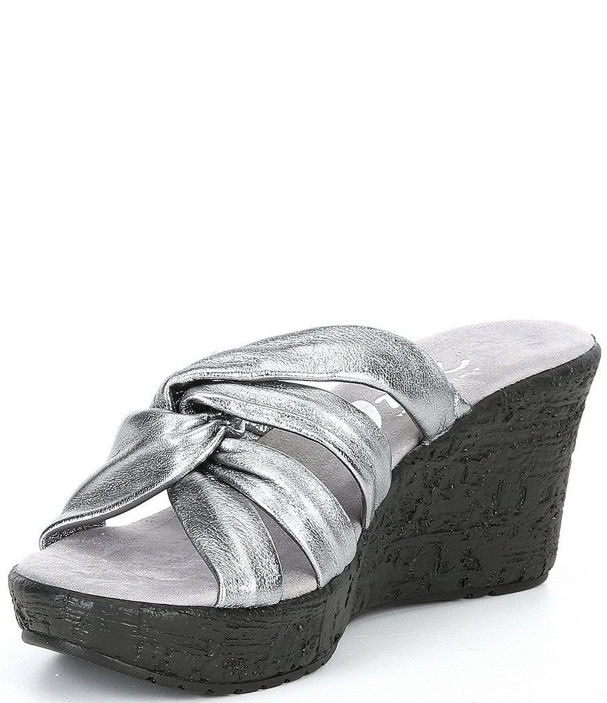 Onex Katya Leather Knot Wedge Slides