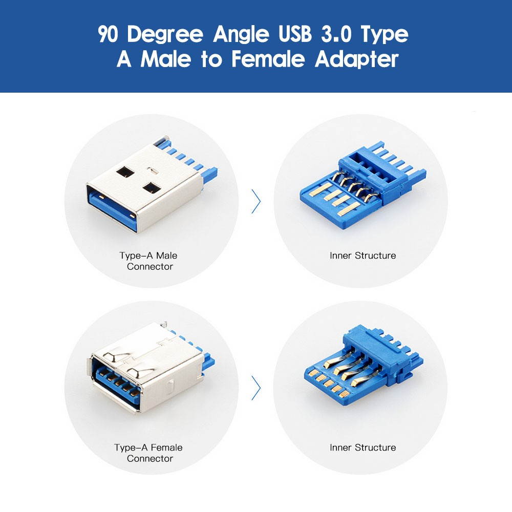 5Pcs USB 3.0 Type-A Male to USB3.1 Type-C Female Converter Adapter Connector