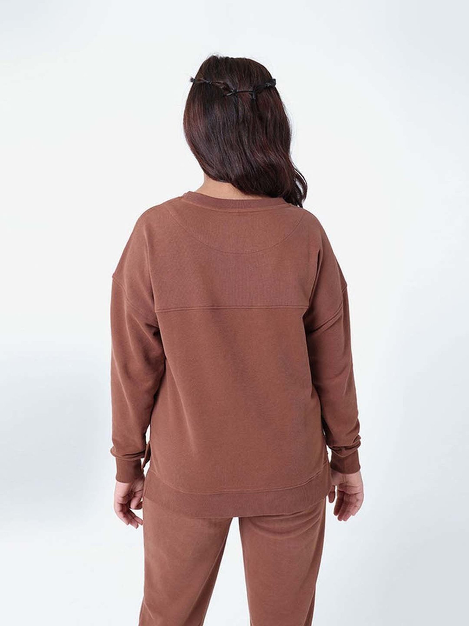 BlissClub Brown Relaxed Fit Sports Sweatshirt