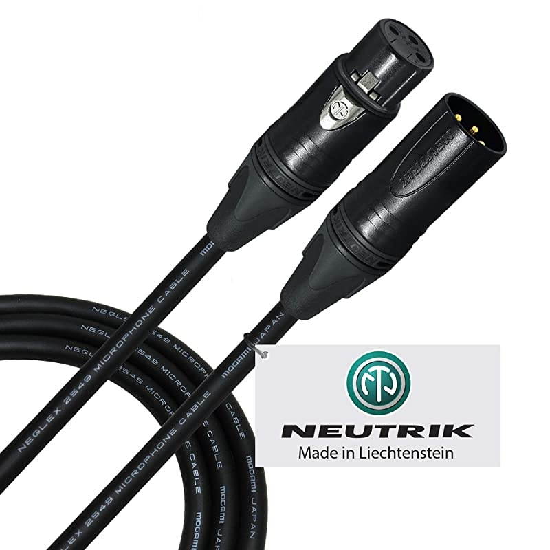 6 Foot - Balanced Microphone Cable CUSTOM MADE By  - using Mogami 2549 (Black) wire and Neutrik NC3MXX-B & NC3FXX-B Gold XLR Plugs