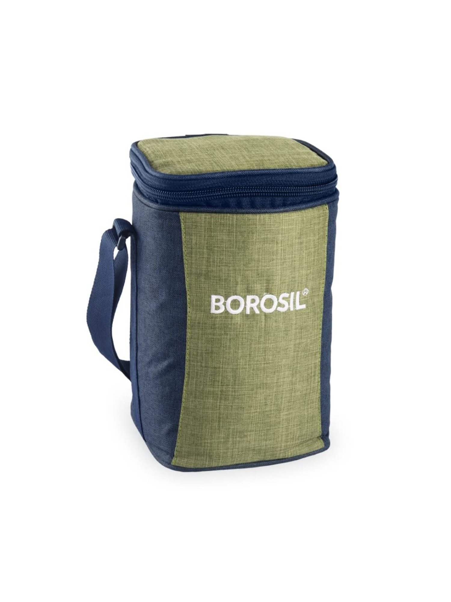 Borosil Ace Square Glass Lunch Box with Lunch Bag Set of 3 (Green, 320 ml)