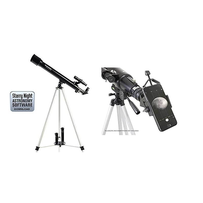 PowerSeeker 50 AZ Refractor Telescope with Basic Smartphone Adapter 125quot Capture Your Discoveries