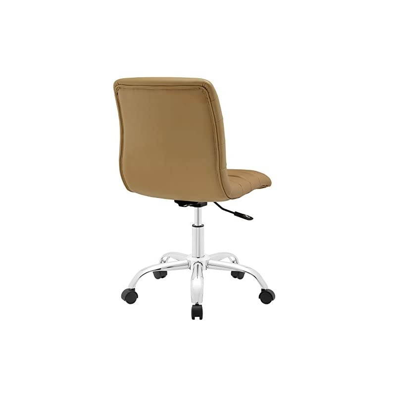 Ripple Ribbed Armless Mid Back Swivel Computer Desk Office Chair In Tan