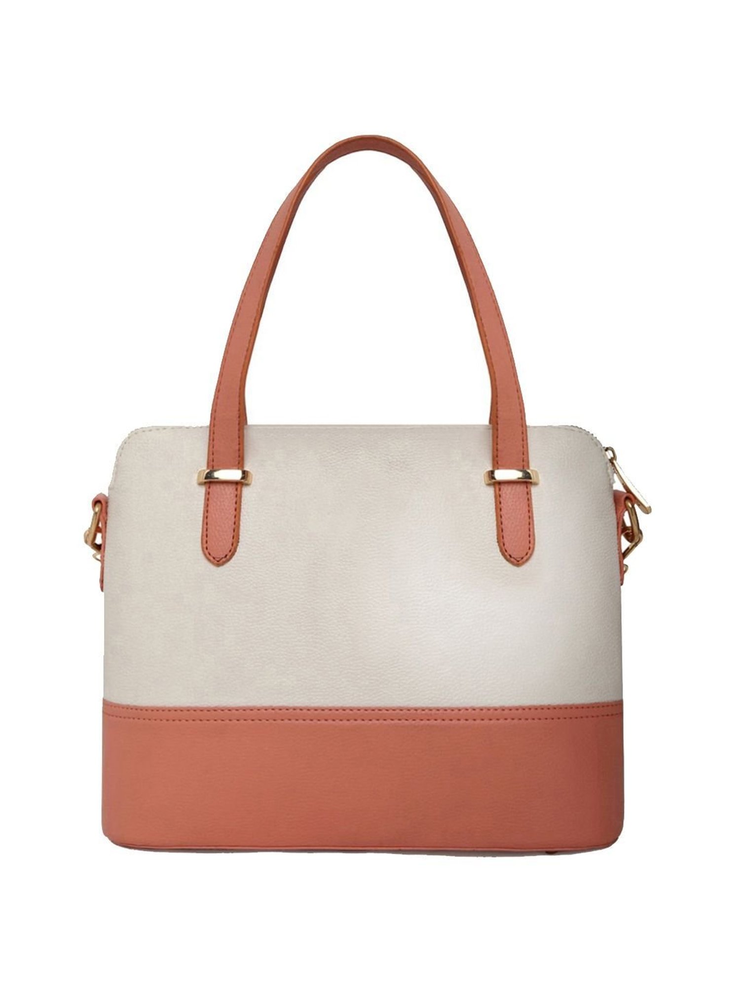 KLEIO White & Peach Solid Medium Handbag