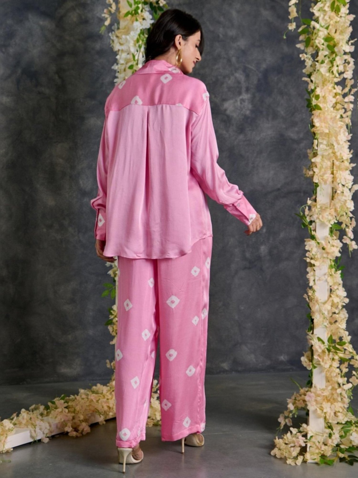 Gulaal Pink Bandhani Modal Satin Shirt with Pant