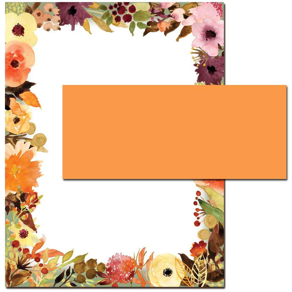 Fall Floral Letterhead With Coordinating Envelopes, 25pk