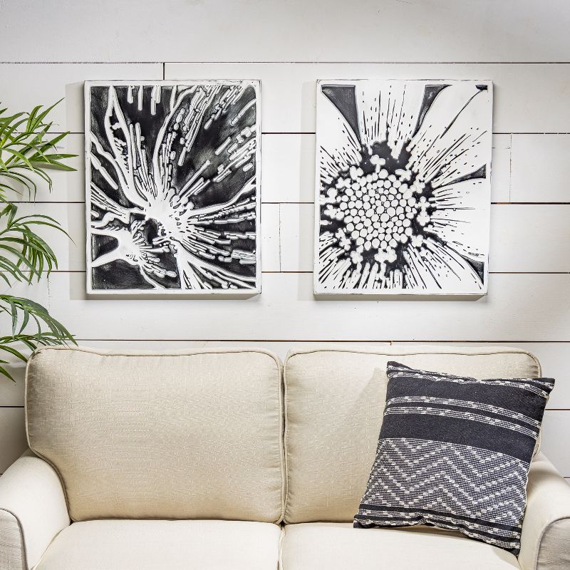 Lone Elm Studios Set of 4 Black and White Metal Wall Art