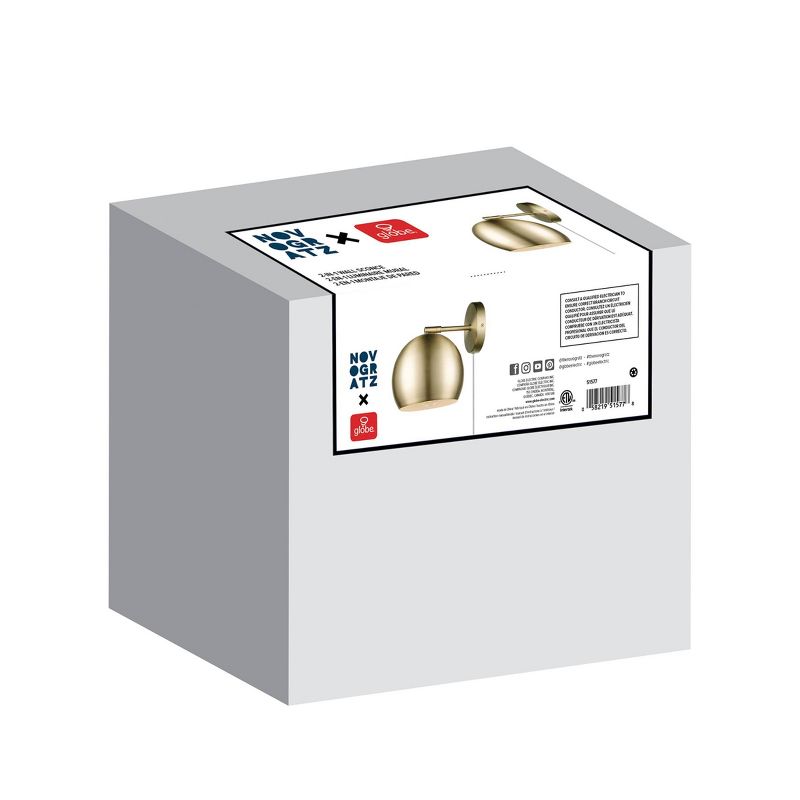 Willow 1-Light Plug-in or Hardwire Matte Brass Wall Sconce - Novogratz x Globe