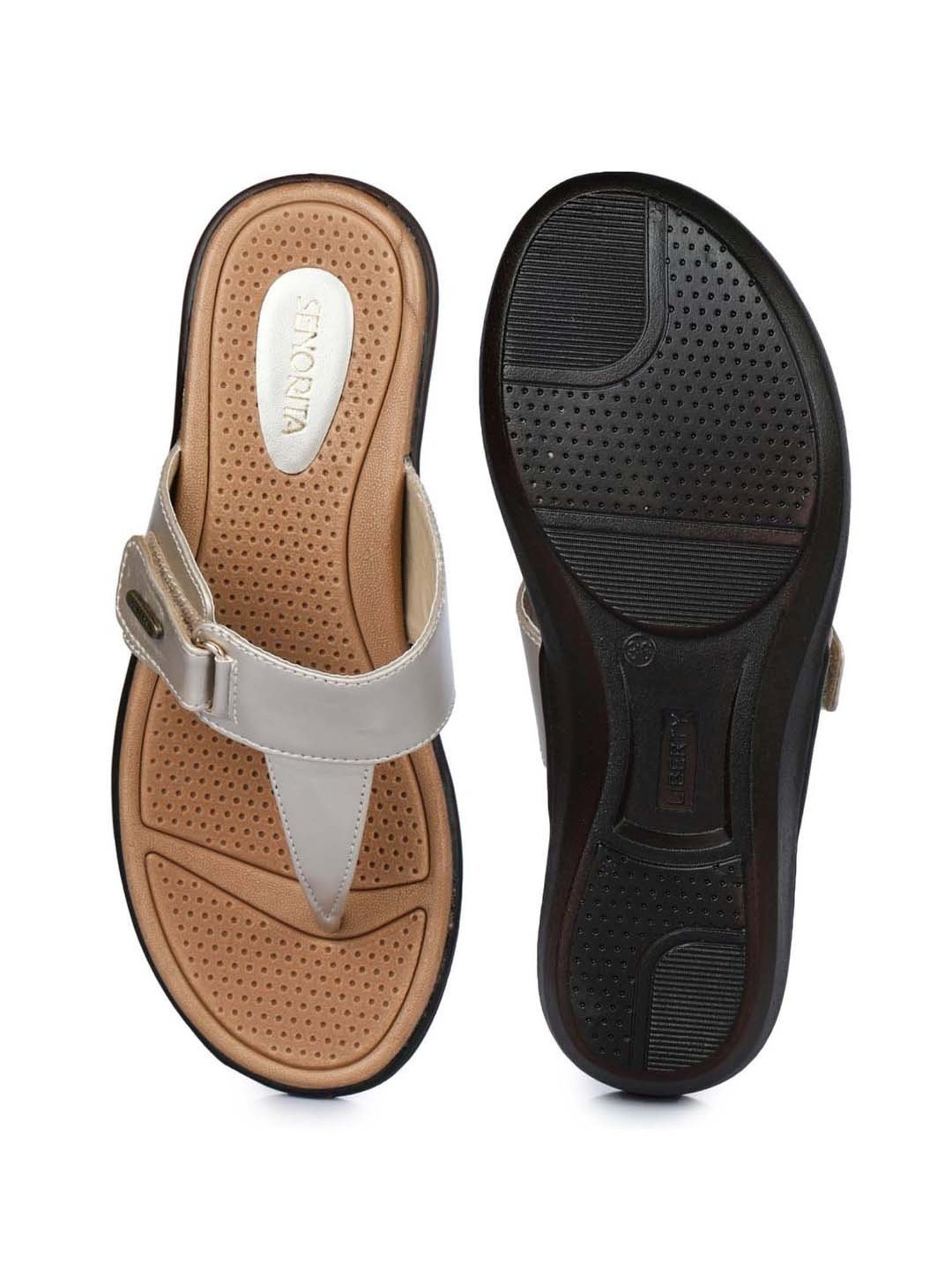 Senorita by Liberty Golden Thong Wedges