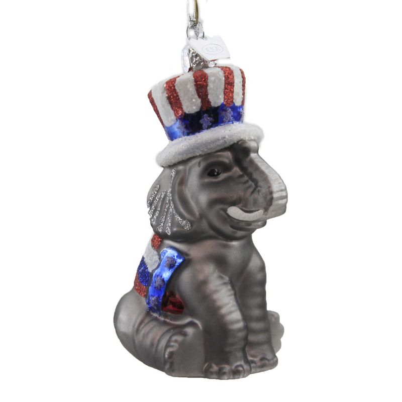 Noble Gems 4.25" Patriotic Elephant Uncle Sam Hat Ornament  -  Tree Ornaments