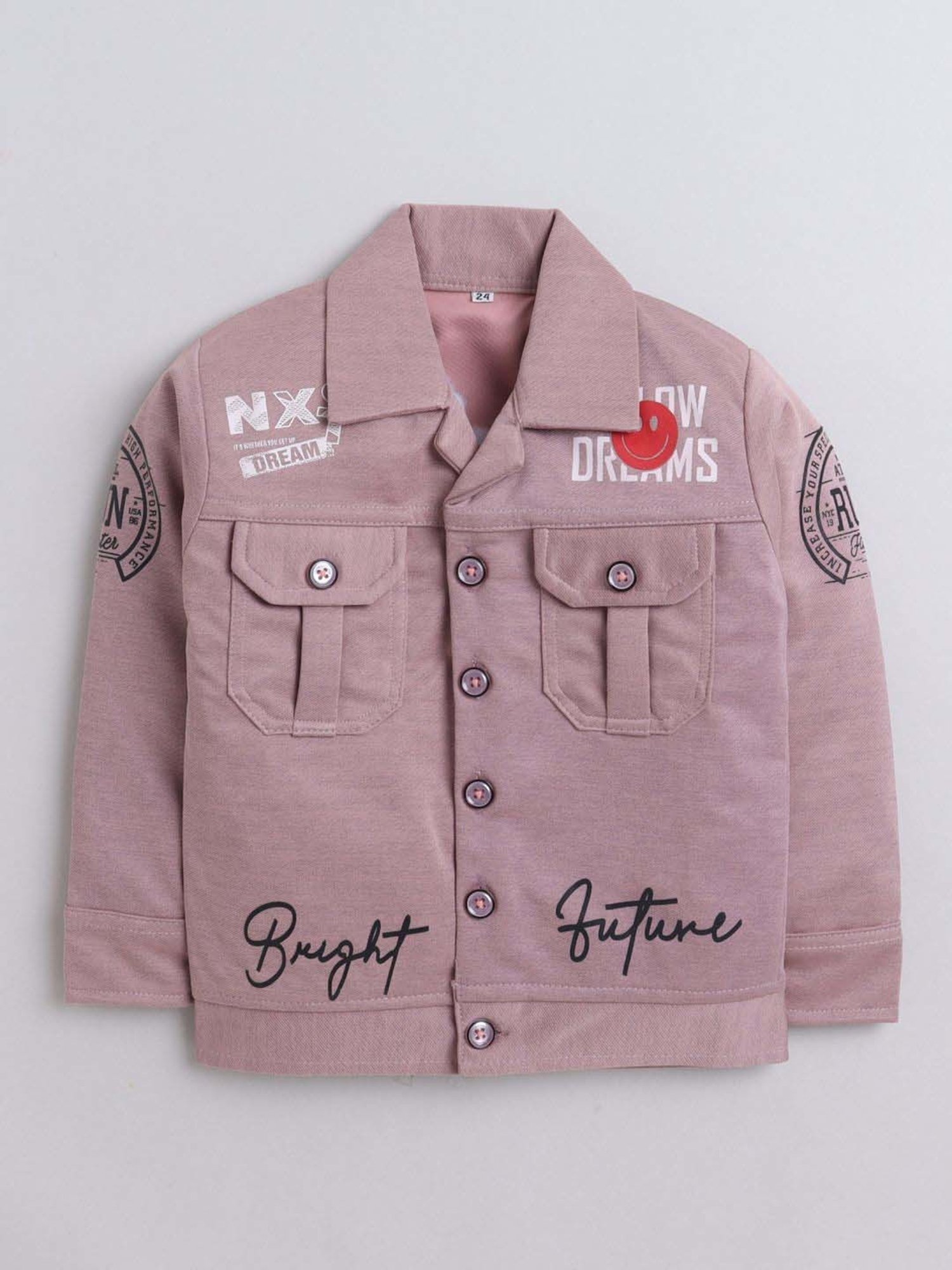 Fourfolds Boys Pink Printed Full Sleeves Clothing Set