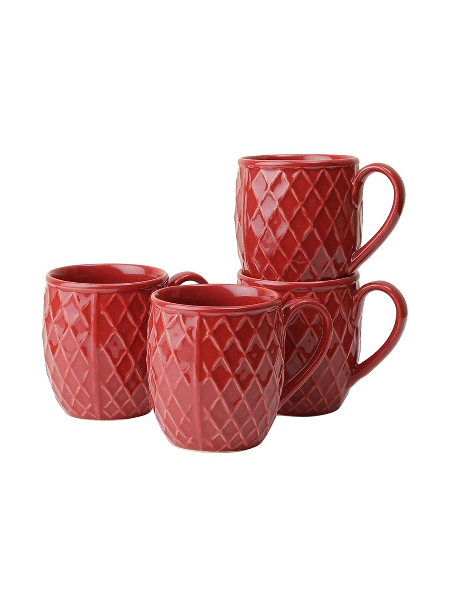 VarEesha Hand Crafted Studio Pottery Maroon Tea Cups (200 ml) - Set of 4