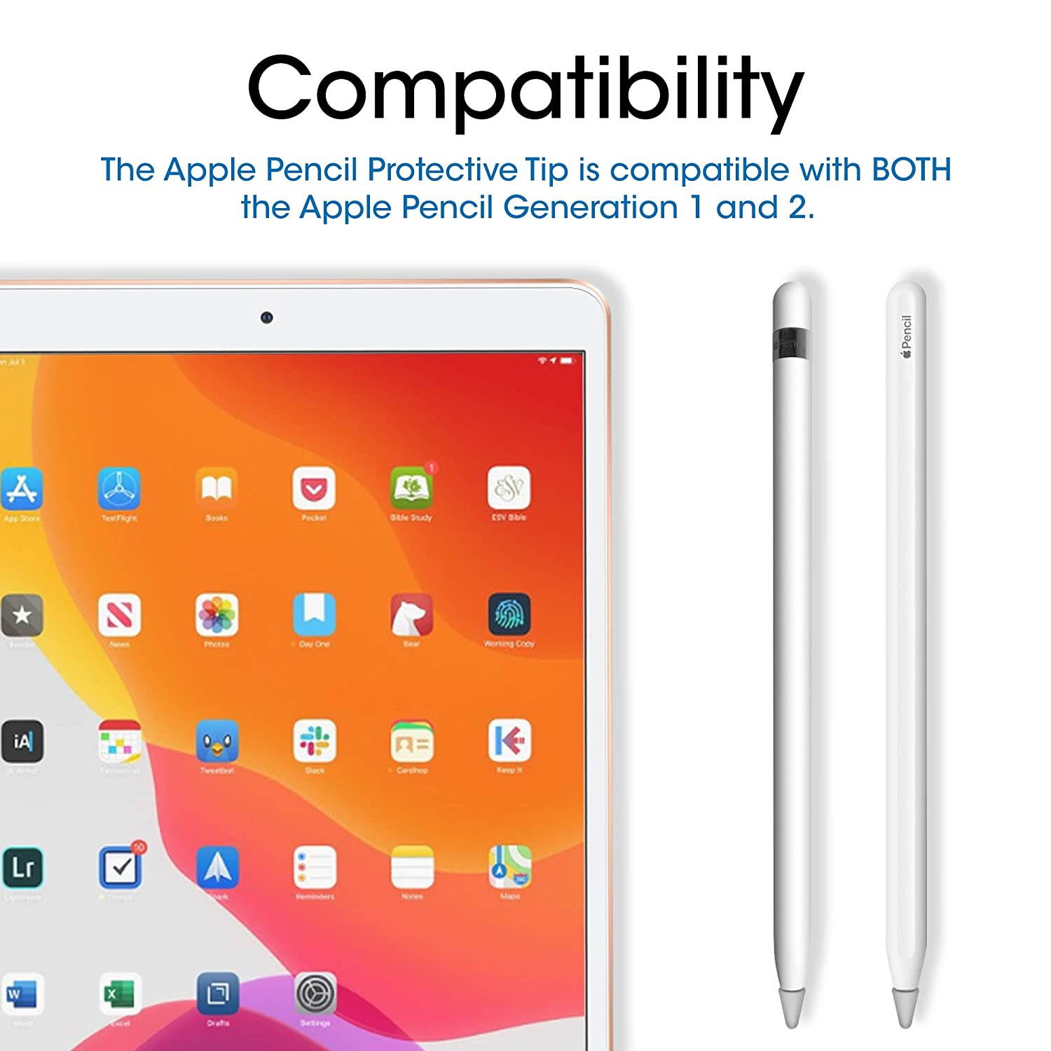 TechMatte Apple Pencil Tip Cover (8-Pack, Clear) Drawing Increased Friction Tool Compatible with Apple Pencil 1 and 2