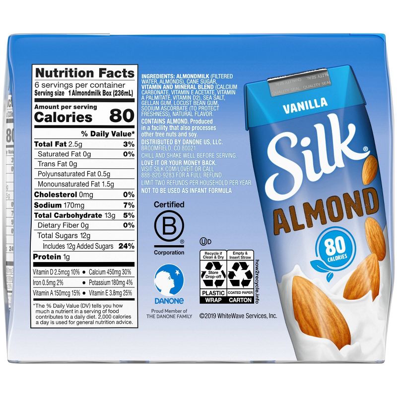 Silk Vanilla Almond Milk 8oz, 6 pk