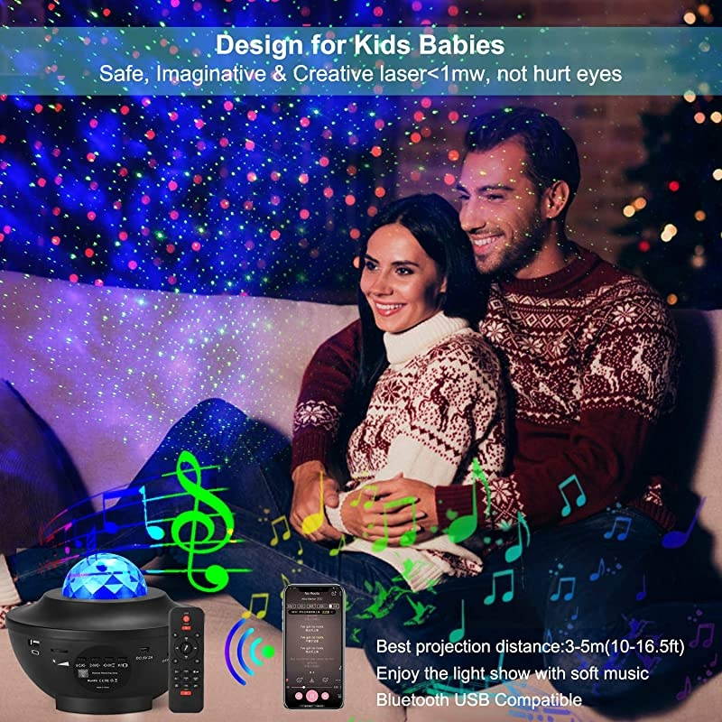 Star Projector Starry Projector Light with 21 Lighting Modes with Remote Controlamp Builtin Music Player Ocean Wave Star Projector As Gifts Decor Birthday Party Wedding Bedroom Living