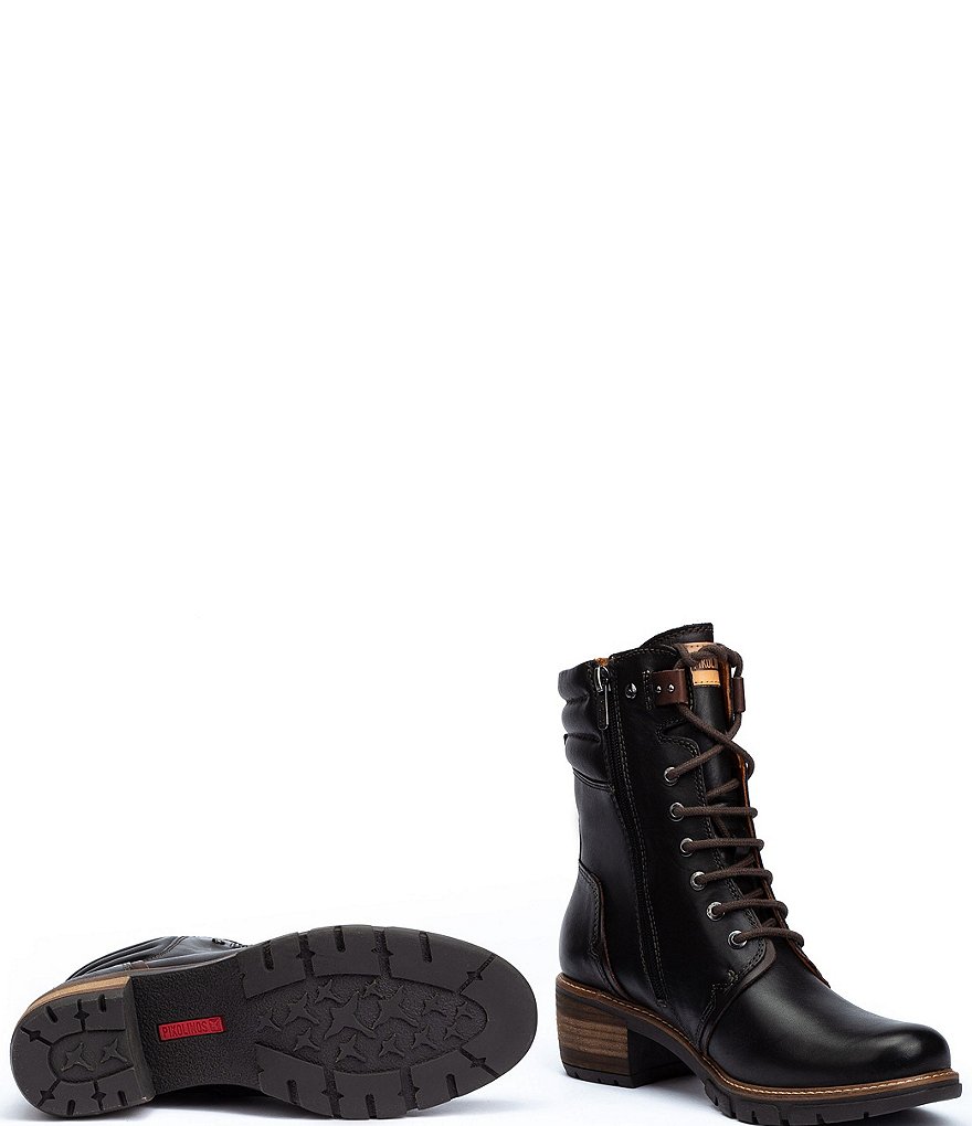 Pikolinos San Sebastian W1T Leather Lace-Up Block Heel Booties