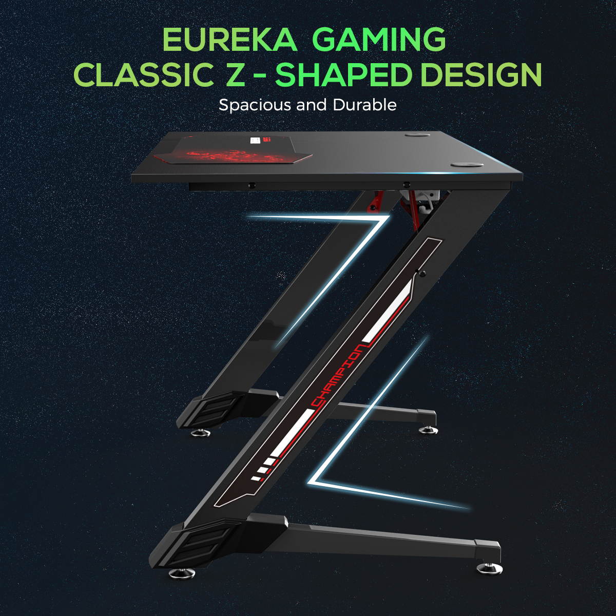 Eureka Ergonomic Gaming Desk 43" Home Office Computer PC Gamer Desks, Boy's Gift, Black