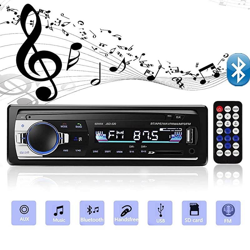 Bluetooth Car Stereo 4x60W Car Audio FM Radio MP3 Player USBSDAUX Hands Free Calling with Wireless Remote Control