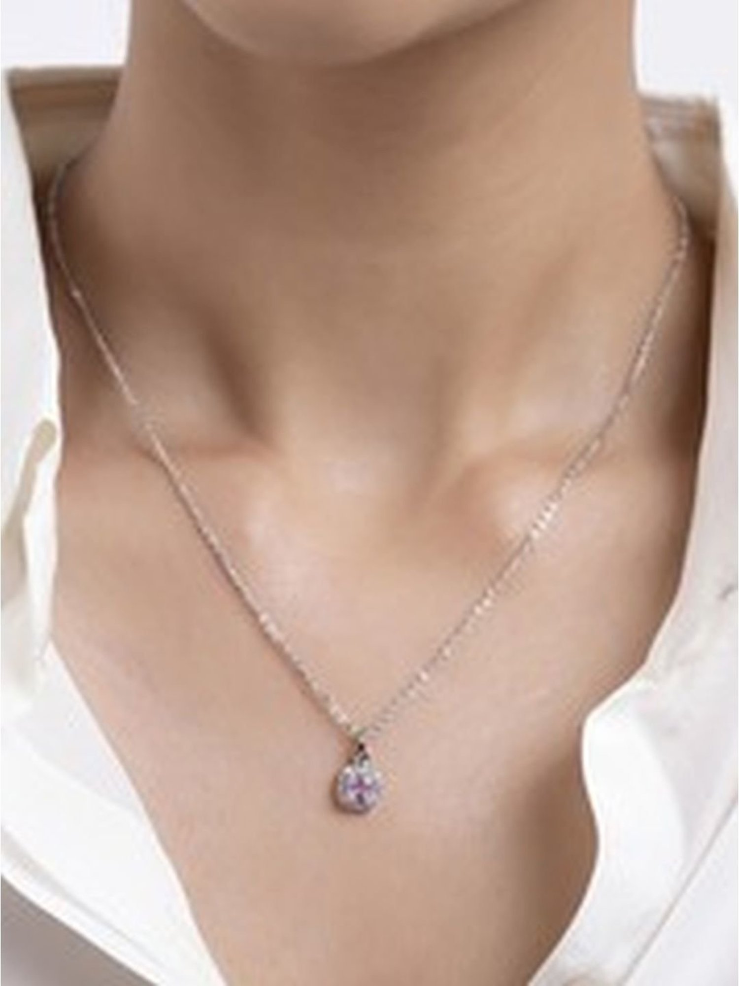 March by FableStreet 92.5 Sterling Silver Minimal Pink Tourmaline Pendant for Women