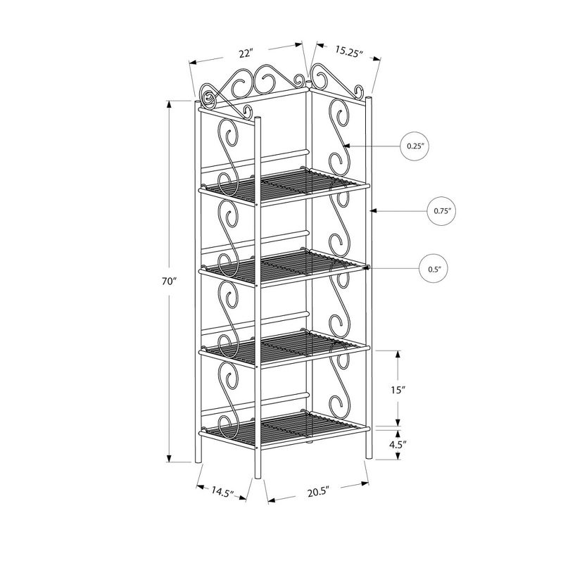 70" Bookcase with Étagère Copper Metal - EveryRoom