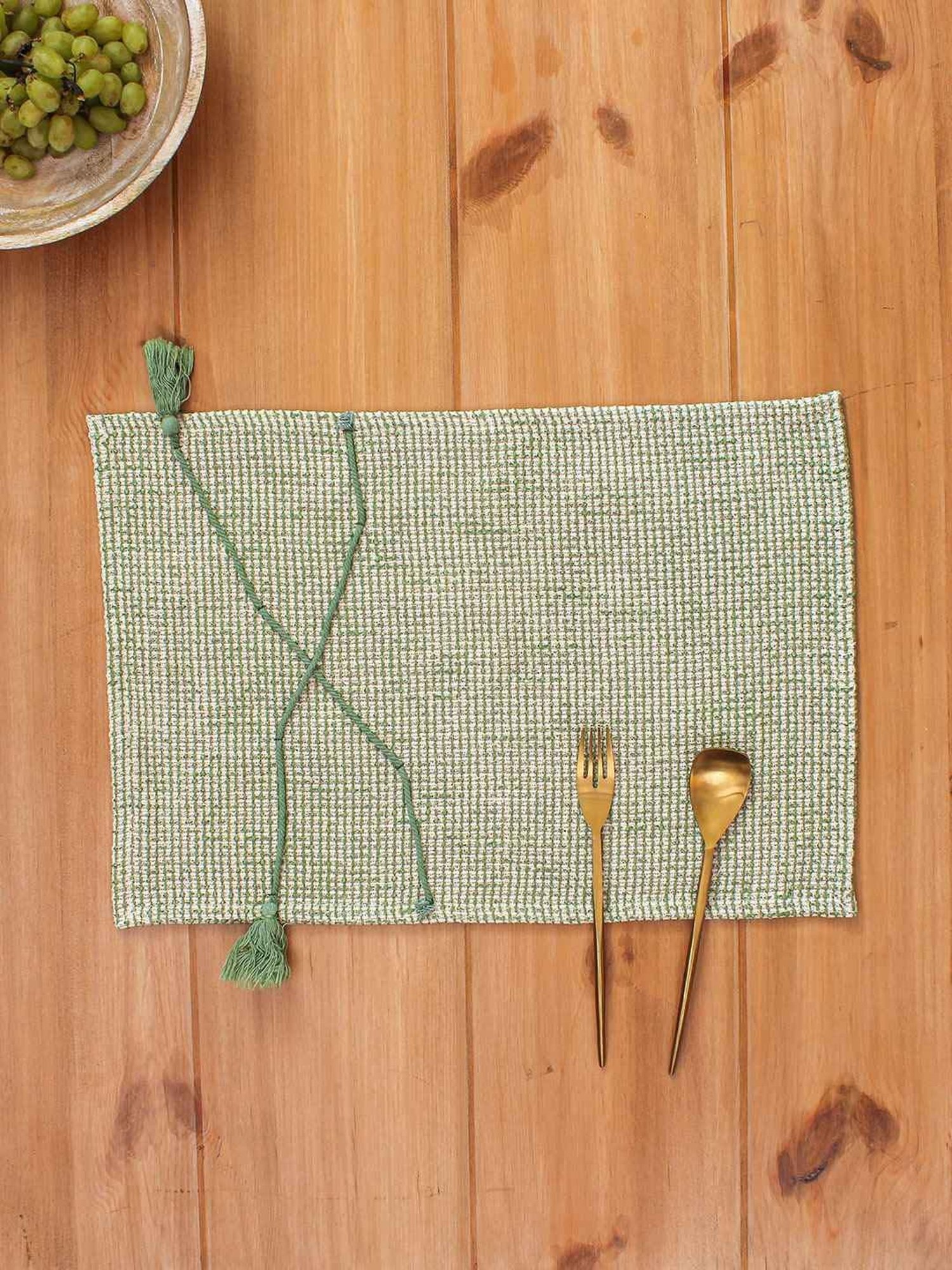 House This Latika Green Cotton Placemats - Set of 2