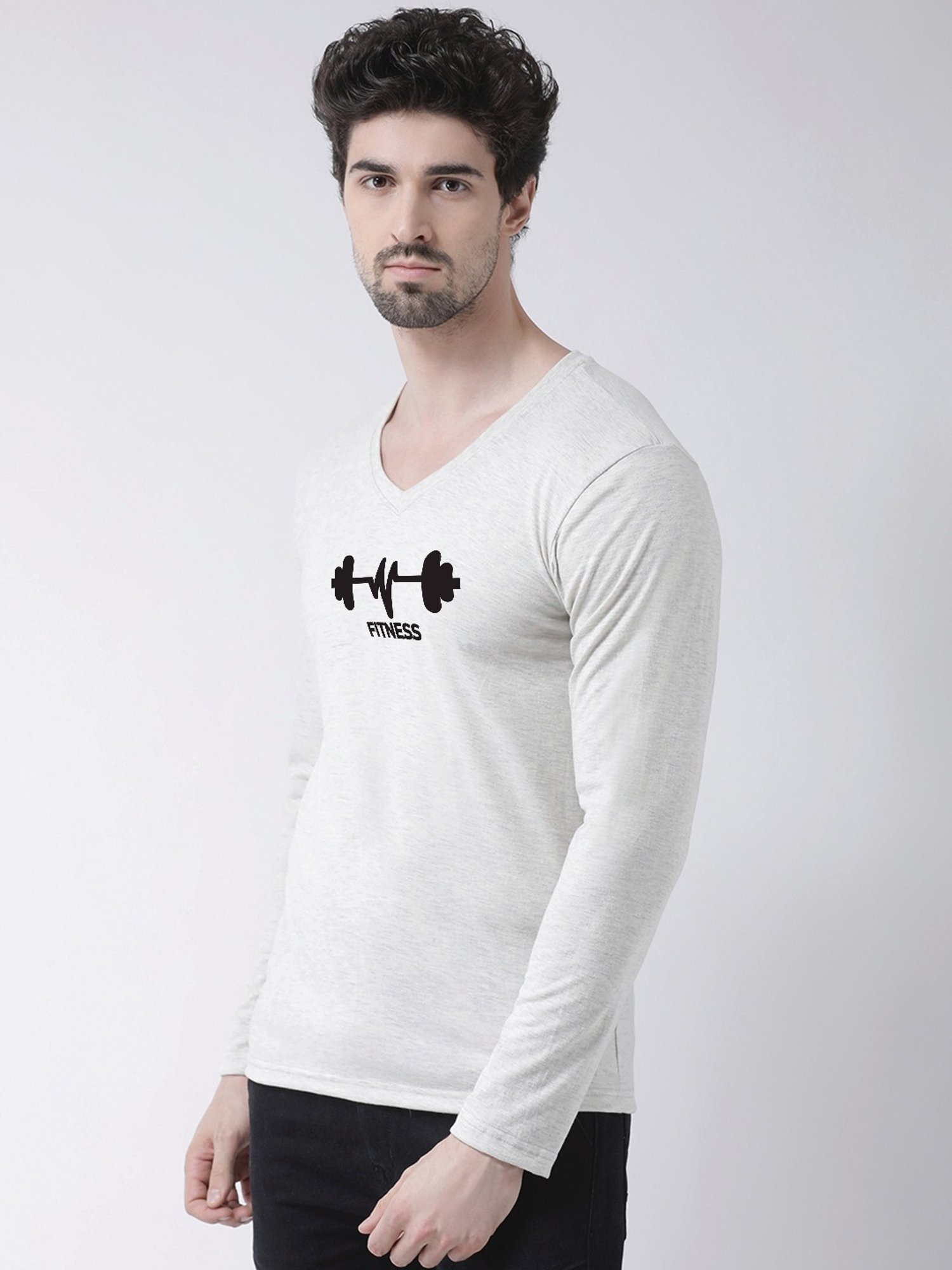 Friskers Grey Cotton Slim Fit Printed T-Shirt